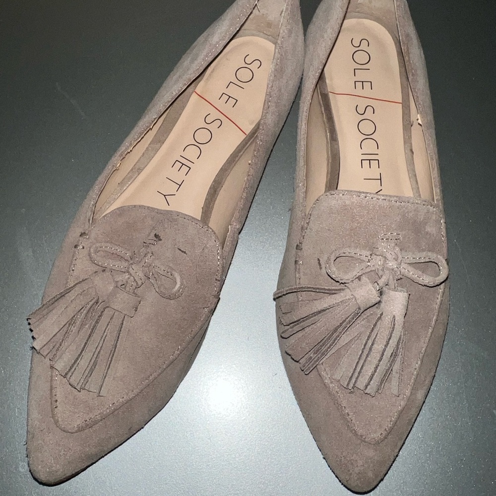Sole Society Hadlee Taupe Suede Leather Loafer EUC size 7.5 - Picture 8 of 11